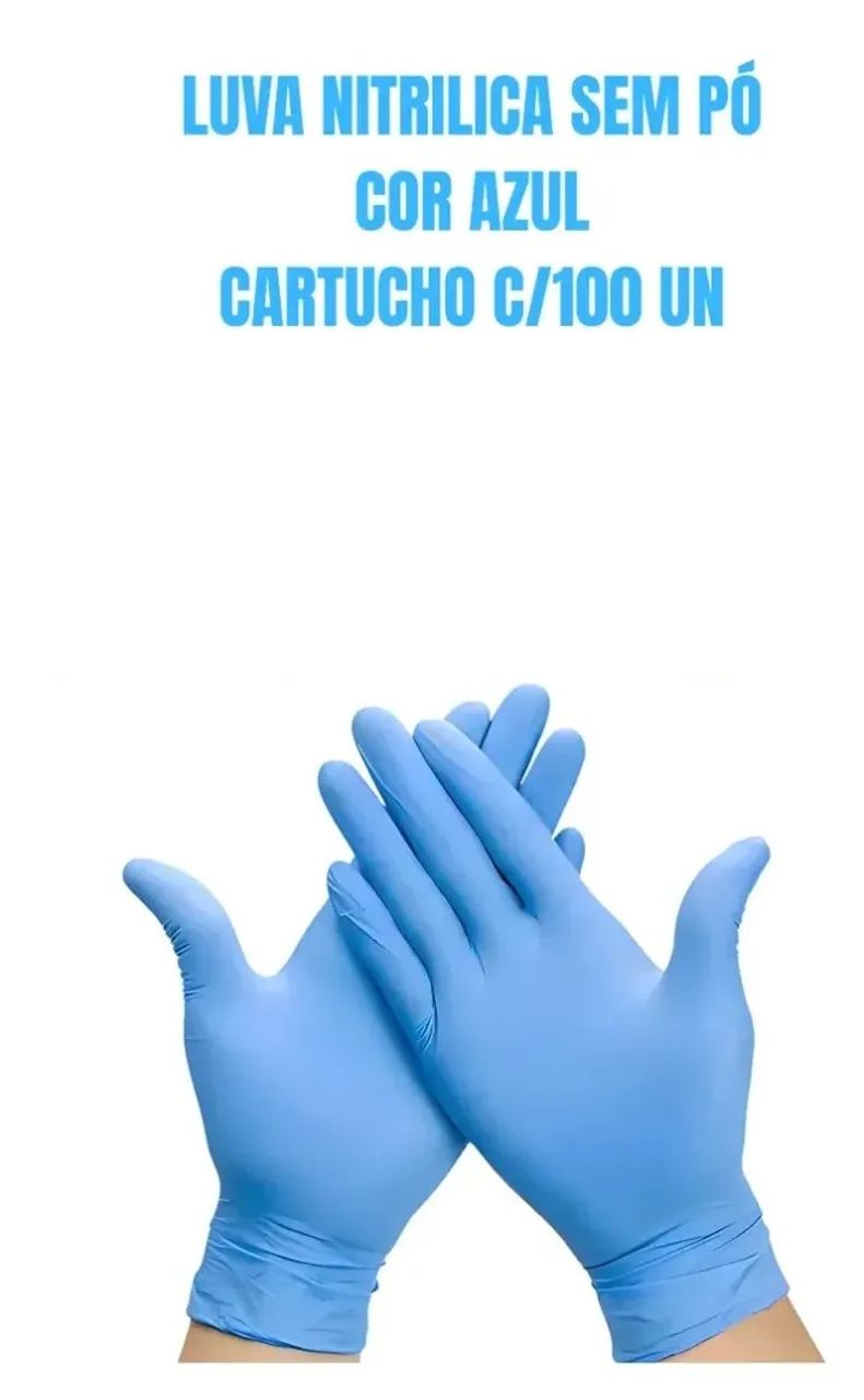 Luva nitrilica azul  - Foto 3