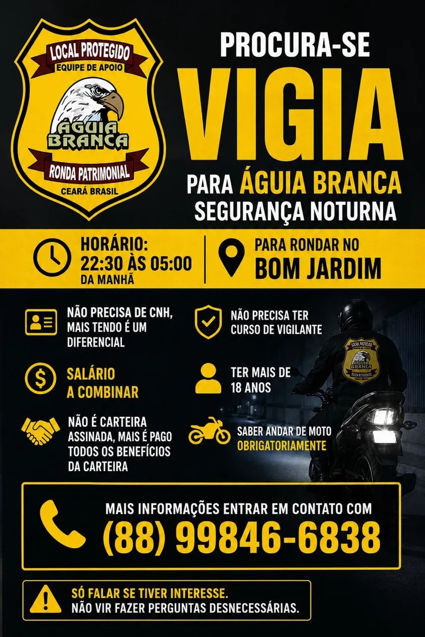 Vaga para quem mora nas proximidades do bom jardim