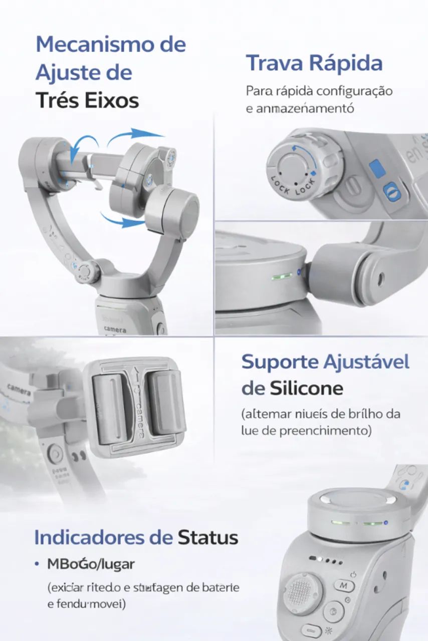 Gimbal Celular 3 Eixos Rastreamento Facial AI Bluetooth A?Gold SLF-10 - Foto 5