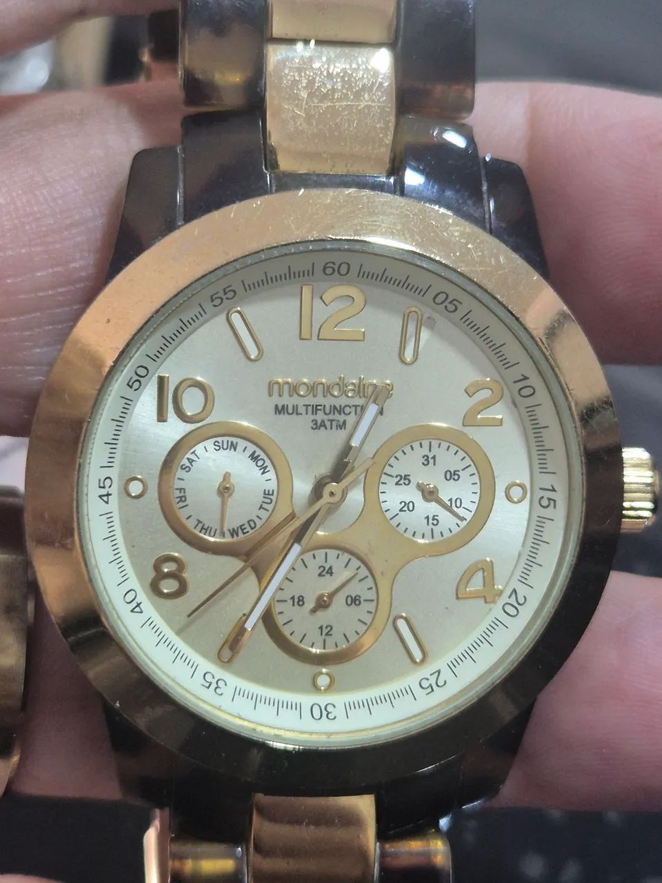 Relógio MONDAINE MULTIFUNCTION  3ATM   À  QUARTZ   -  ÓTIMO ESTADO