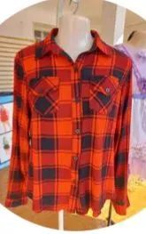 Camisa xadrez vermelho e preto