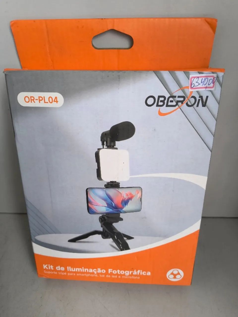 Lt 063 Kit De Gravaçao Com Tripe, Luz Led E Suporte Para Celular Preto