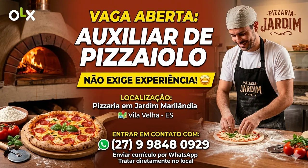 Vaga para auxiliar de  Pizzaiolo