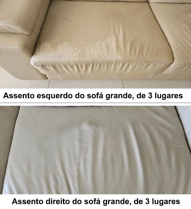 Sofá de couro de 3 lugares, bege, conservado - Foto 3