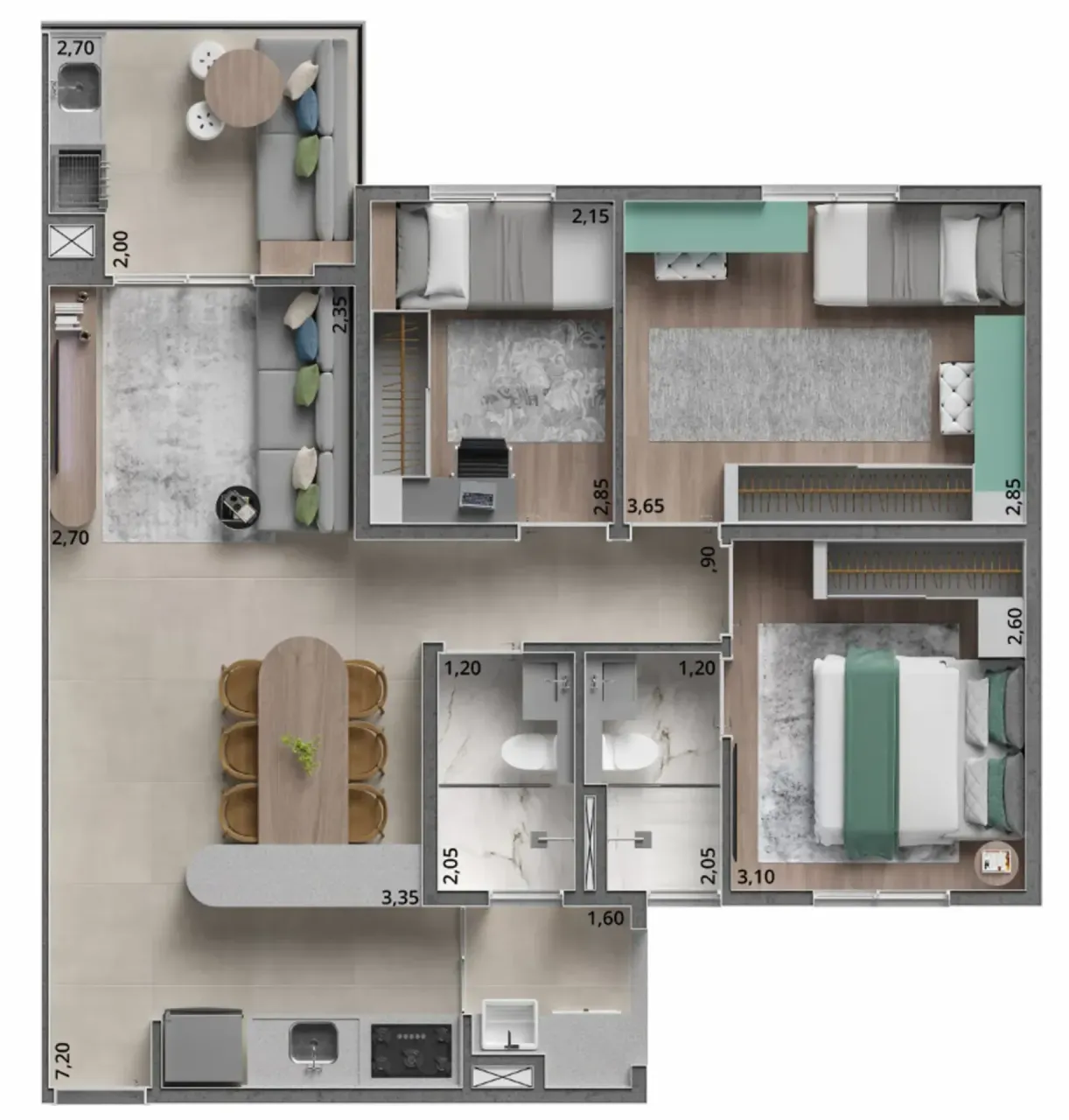 PLANTA 70m²