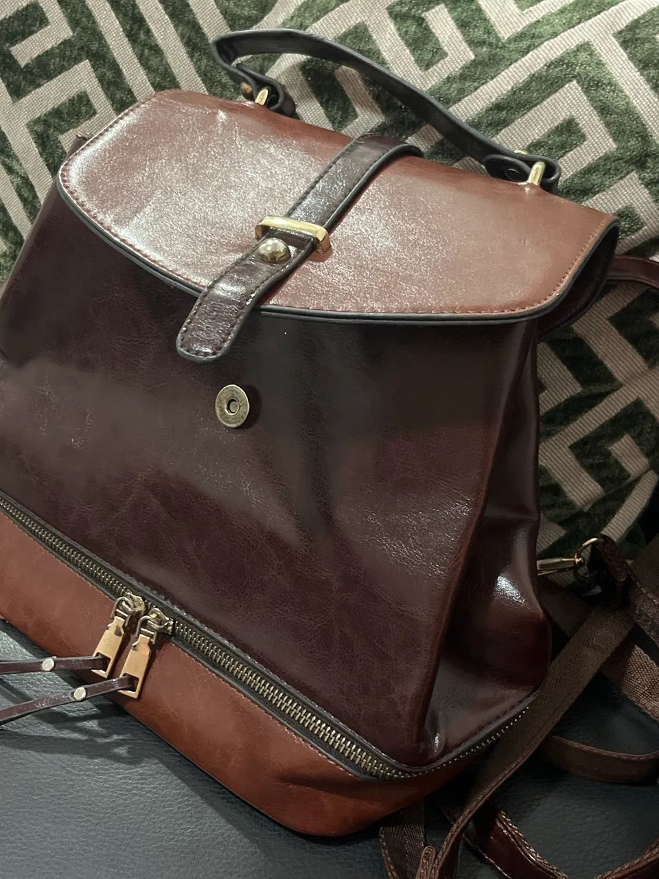 Mochila de couro marrom  - Foto 5