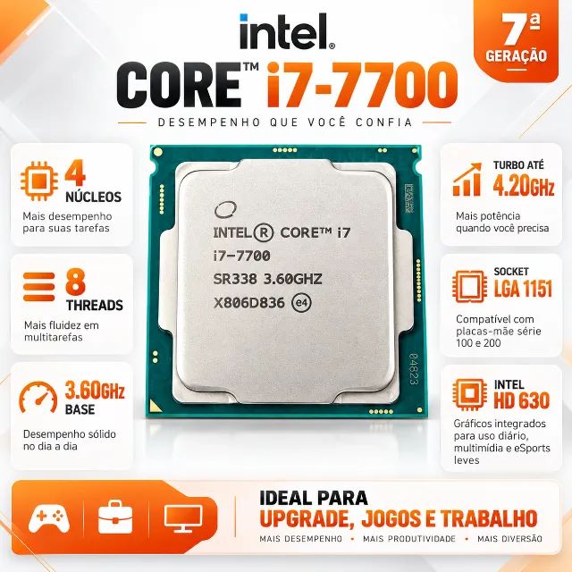 Intel Core i7-7700 7ª Geração | 4 Núcleos 8 Threads
