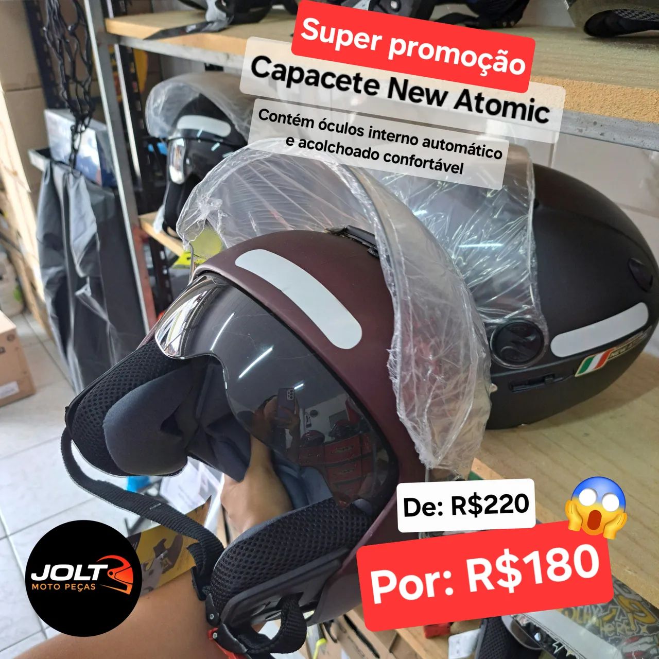 Promoção capacete com óculos para moto 