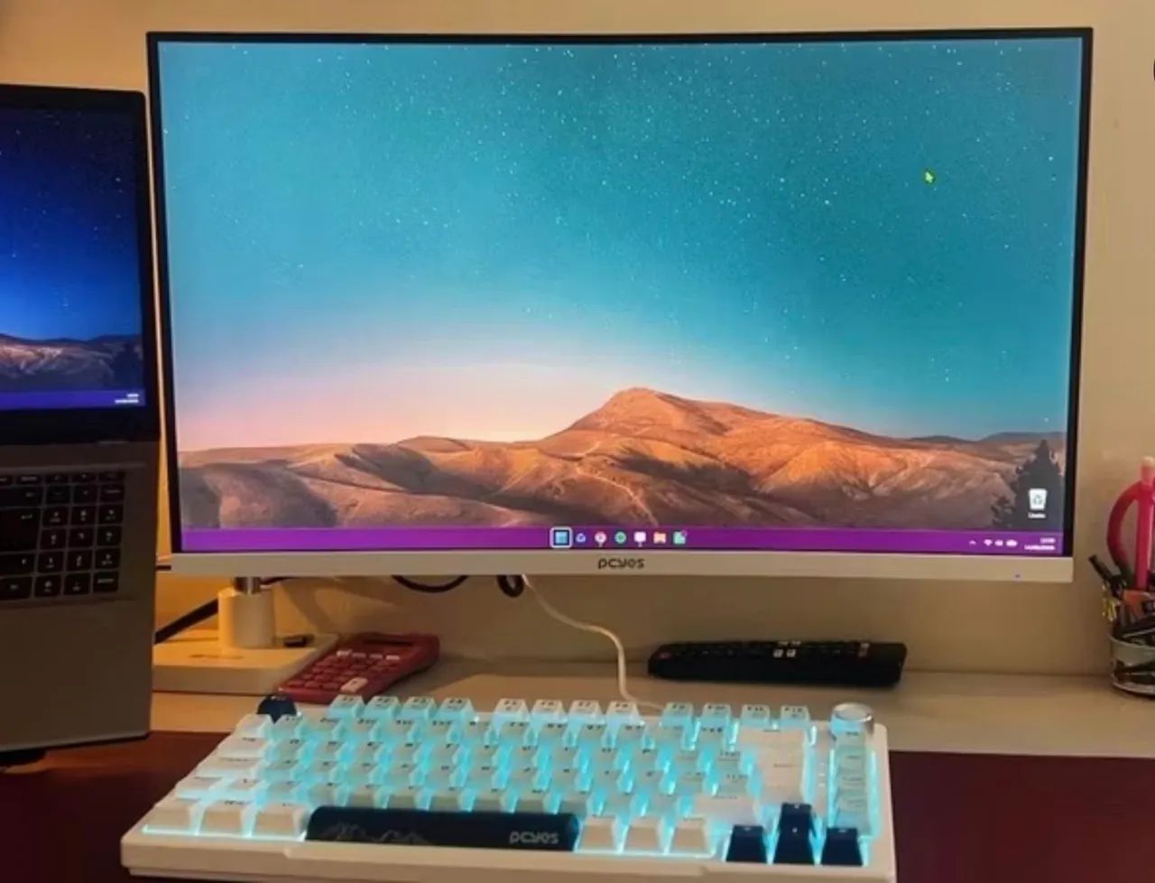 MONITOR GAMER CURVO PCYES 100HZ 24 POLEGADAS BRANCO