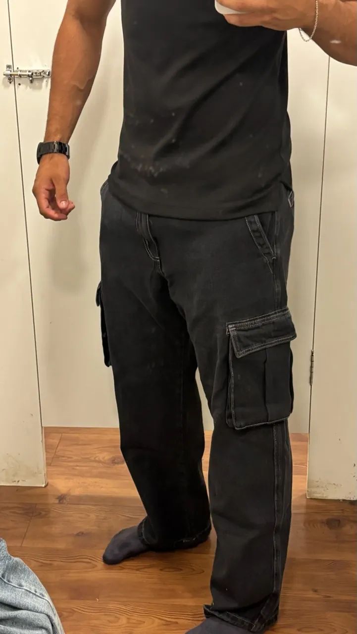 Calça jeans cargo 
