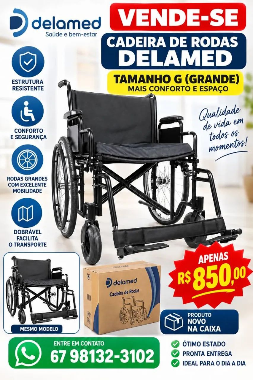 Cadeira Rodas Preta Nova. - Foto 5