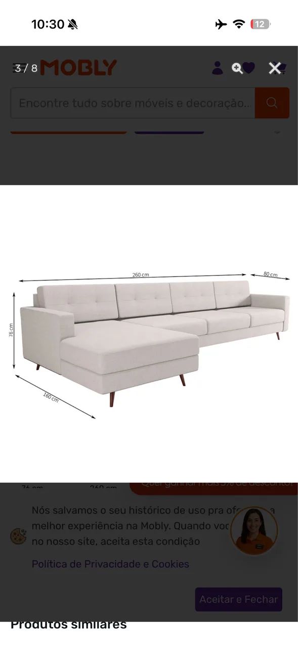 Sofá 4 lugares com chaise do lado esquerdo  - Foto 4