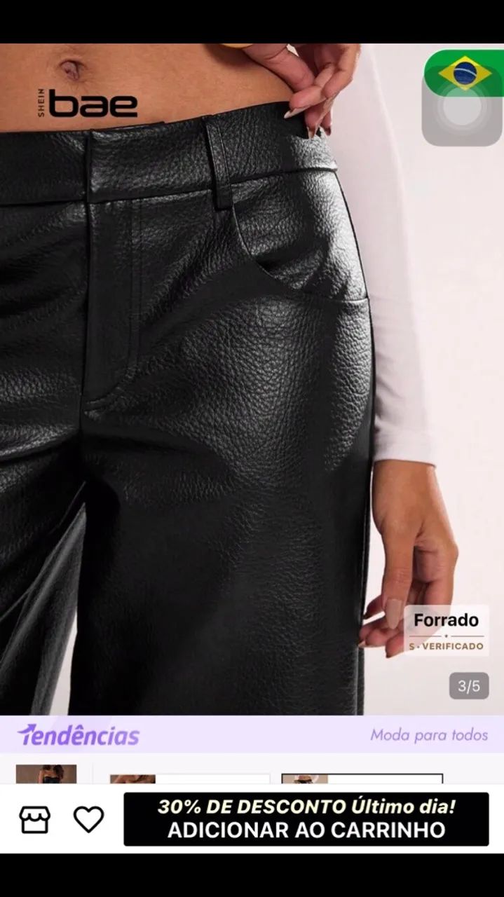 SHEIN BAE CALÇA, CALÇA DE COURO COM AS PERNAS LARGA - Foto 4