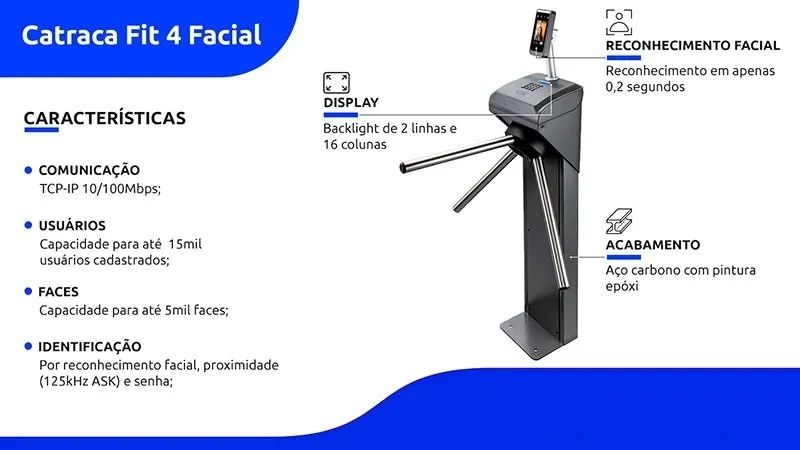 Catraca Topdata Fit4 com Biometria facial - Foto 3