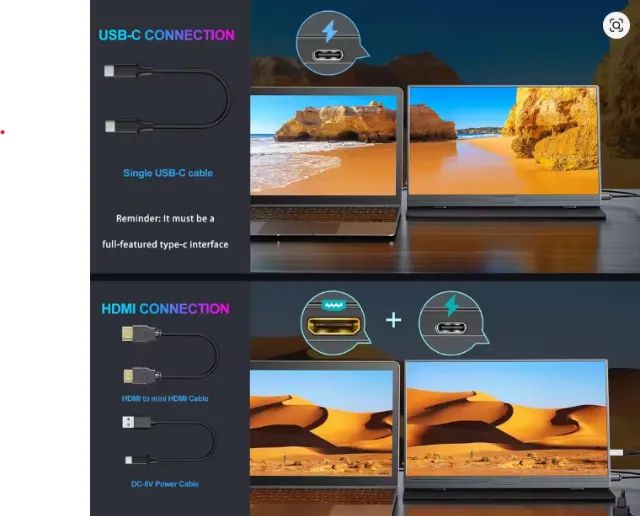Monitor Portátil 15,6? Full HD IPS USB-C/HDMI HDR 60Hz com Capa - Novo/Lacrado - Foto 3