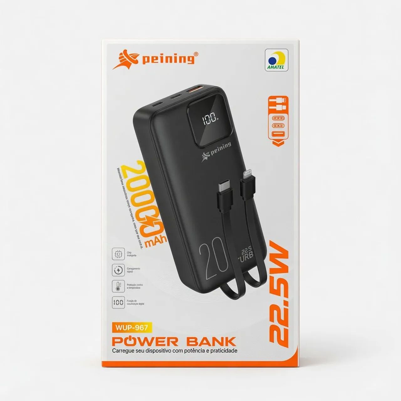 Carregador portátil Power Bank 20 mil amperes 