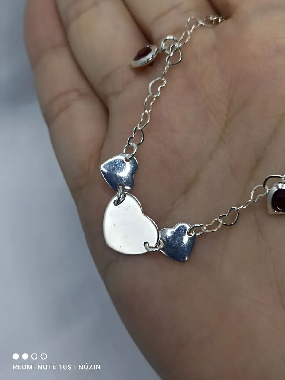Pulseira banhada a prata com zirconia vermelha. - Foto 3