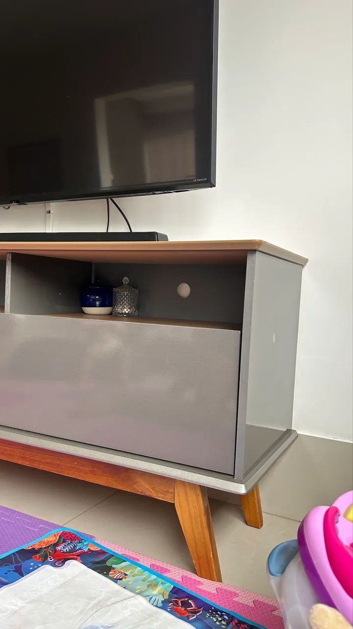 Rack Para Tv Até 65 Polegadas Elegant Cinamomo/titanium Móveis Bechara - Foto 2