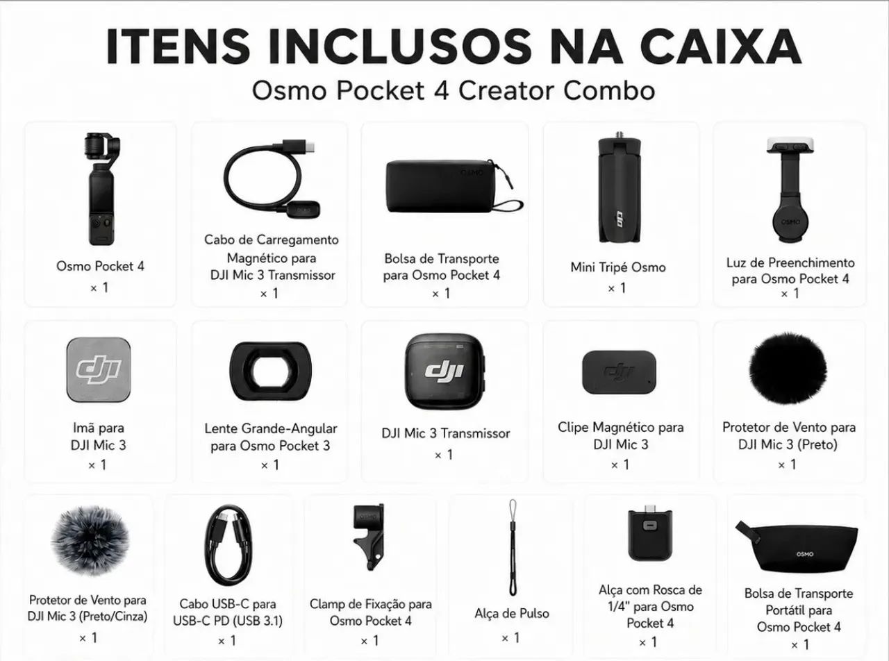 Câmera Dji Osmo Pocket 4 Creator Combo - Nova e Lacrada  - Foto 4