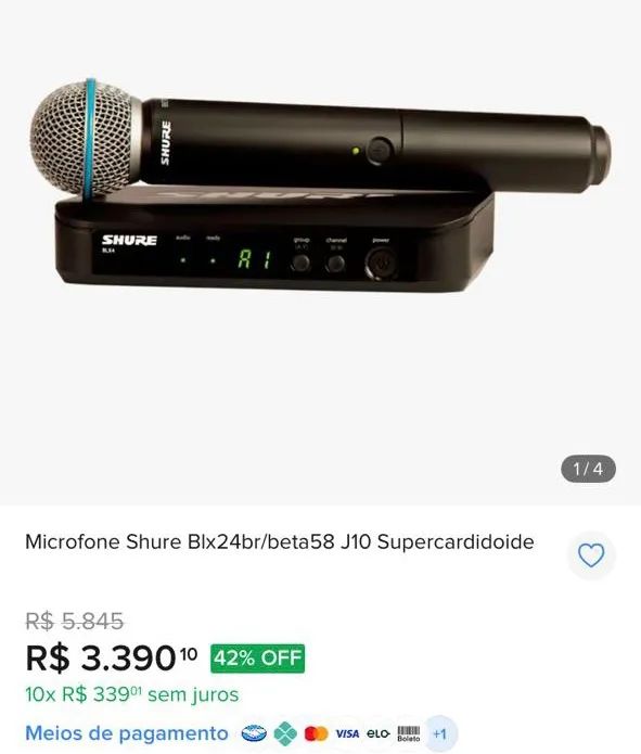 Microfone Shure Blx24br/beta58 - Foto 4