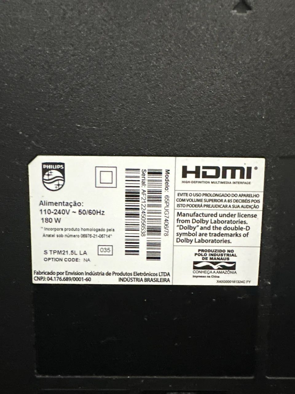 SMART TV PHILLIPS 65PUG7406/78 (tela ruim) somente peças  - Foto 2