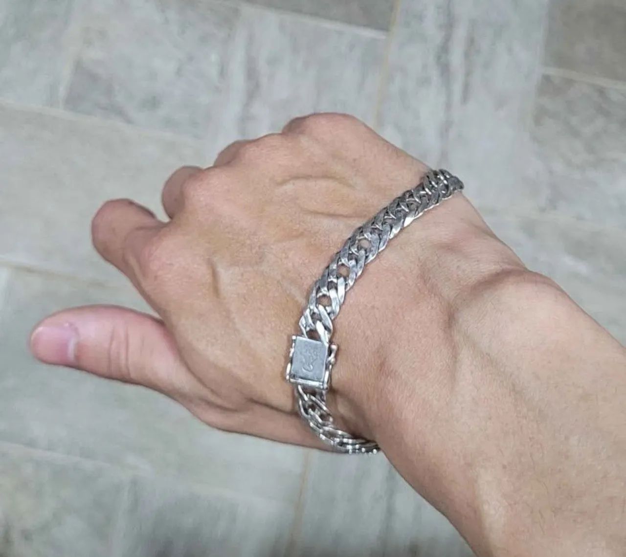 Pulseira Prata 925 Elo Duplo Fecho Gaveta - Foto 3