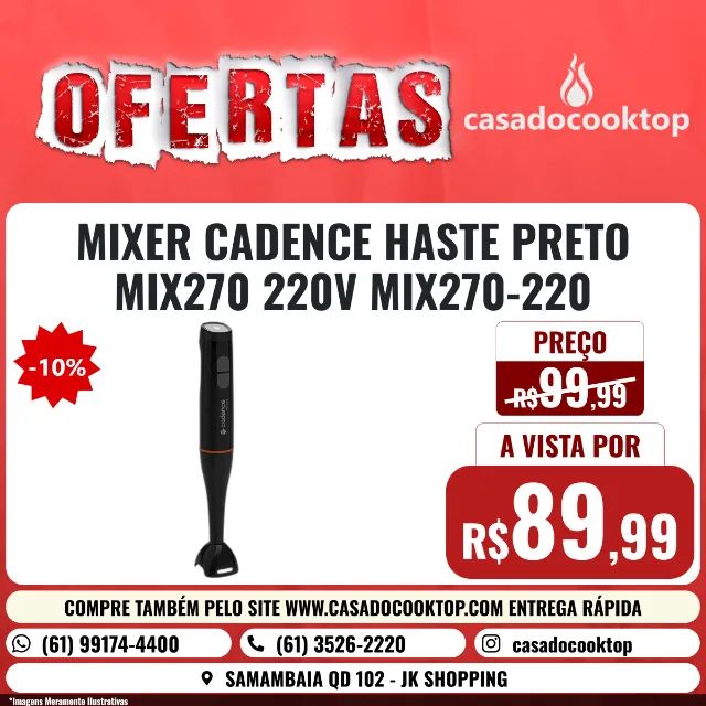 MIXER CADENCE HASTE PRETO MIX270 220V MIX270-220