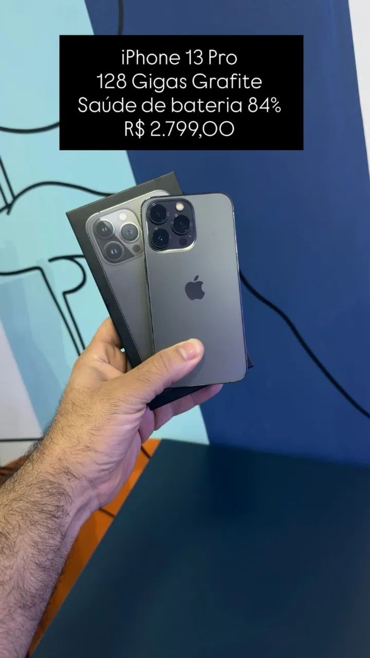 Seminovo: iPhone 13 Pro 128GB Grafite - Bateria 84% | Loja Fisica