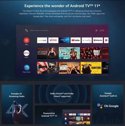 Versão global xiaomi mi tv stick 4k android tv 11 2gb<br>ram 8gb rom netflix wifi google  - Foto 2