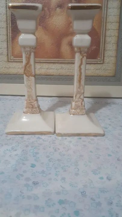Par castiçais  louça  super antigos.. - Foto 3