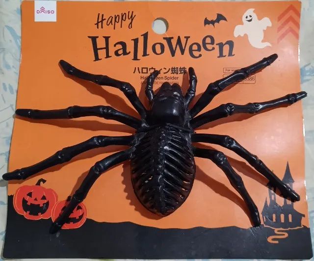 Aranha Negra Esqueleto Plástico Halloween Daiso