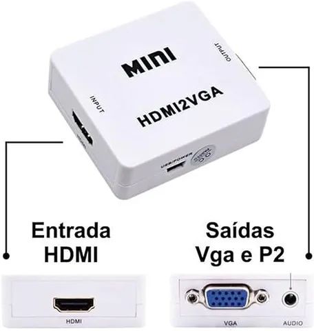 Mini Conversor Hdmi Vga Rca Audio Vídeo - Foto 2