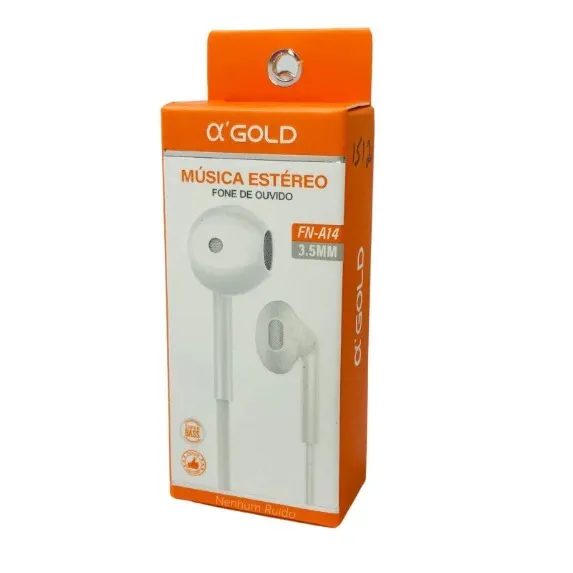 Fone de Ouvido com Fio - A'Gold Branco