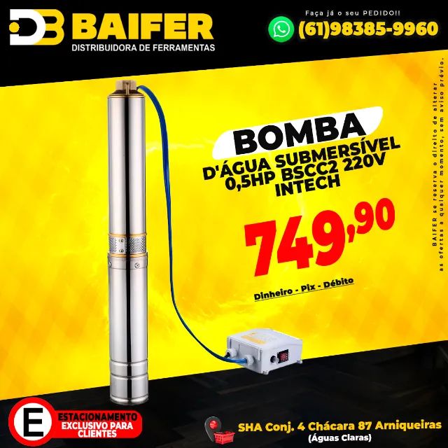 Bomba D'água Caneta Submersível 0,5Hp Bscc2 220v Intech