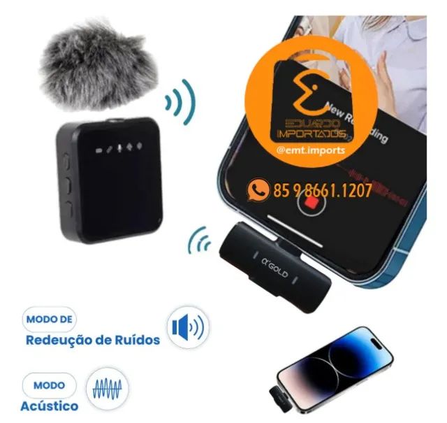 Microfone Lapela 2 Para 1 Lightning A'Gold MCF-18 - Foto 3