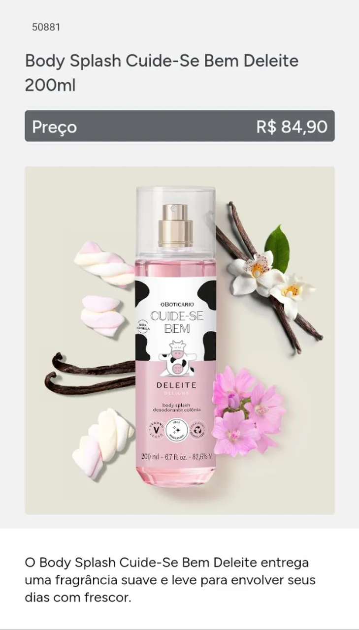 Body Splash Cuide-Se Bem Deleite 200ml - O Boticário