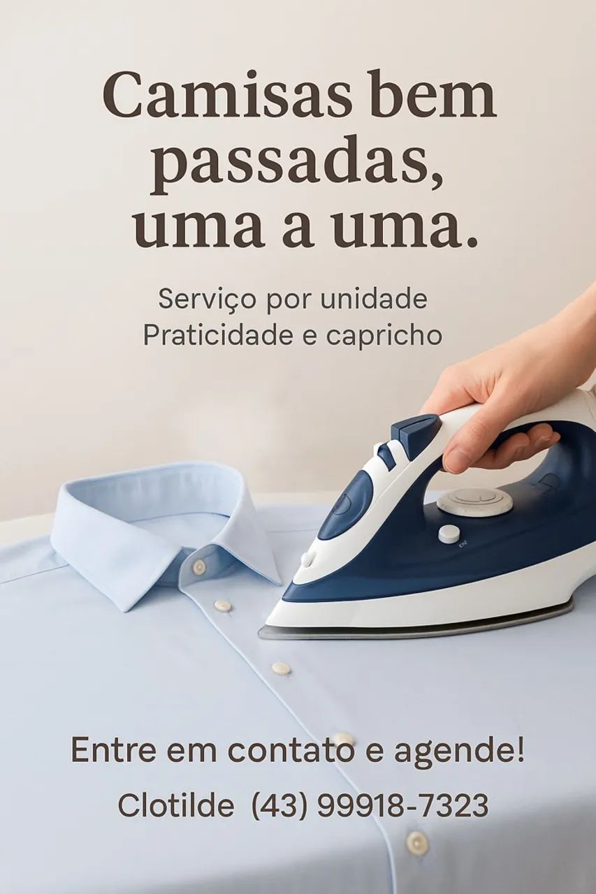 Presto serviço de passar camisas sociais e roupas em geral
