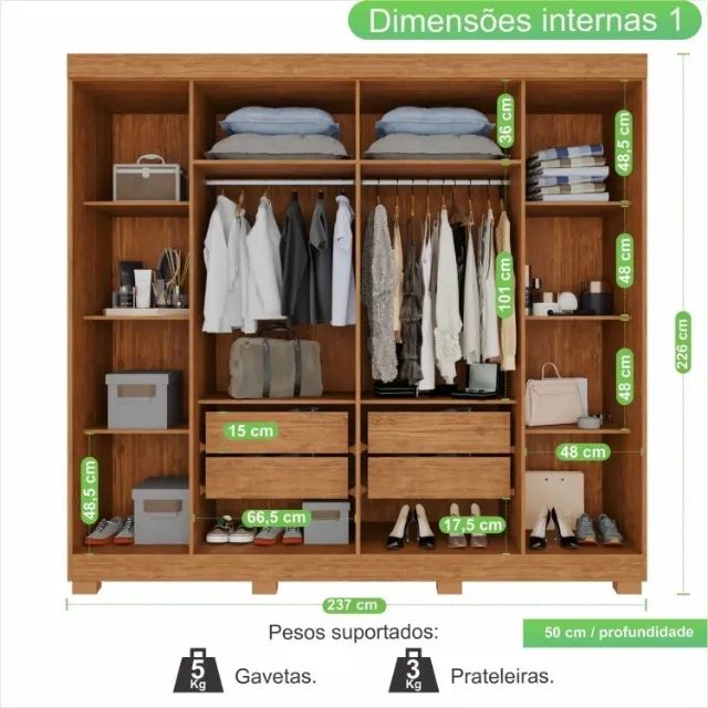 Guarda Roupa Casal 100% Mdf 6 Portas 4 Gavetas Entregamos novo - Foto 2