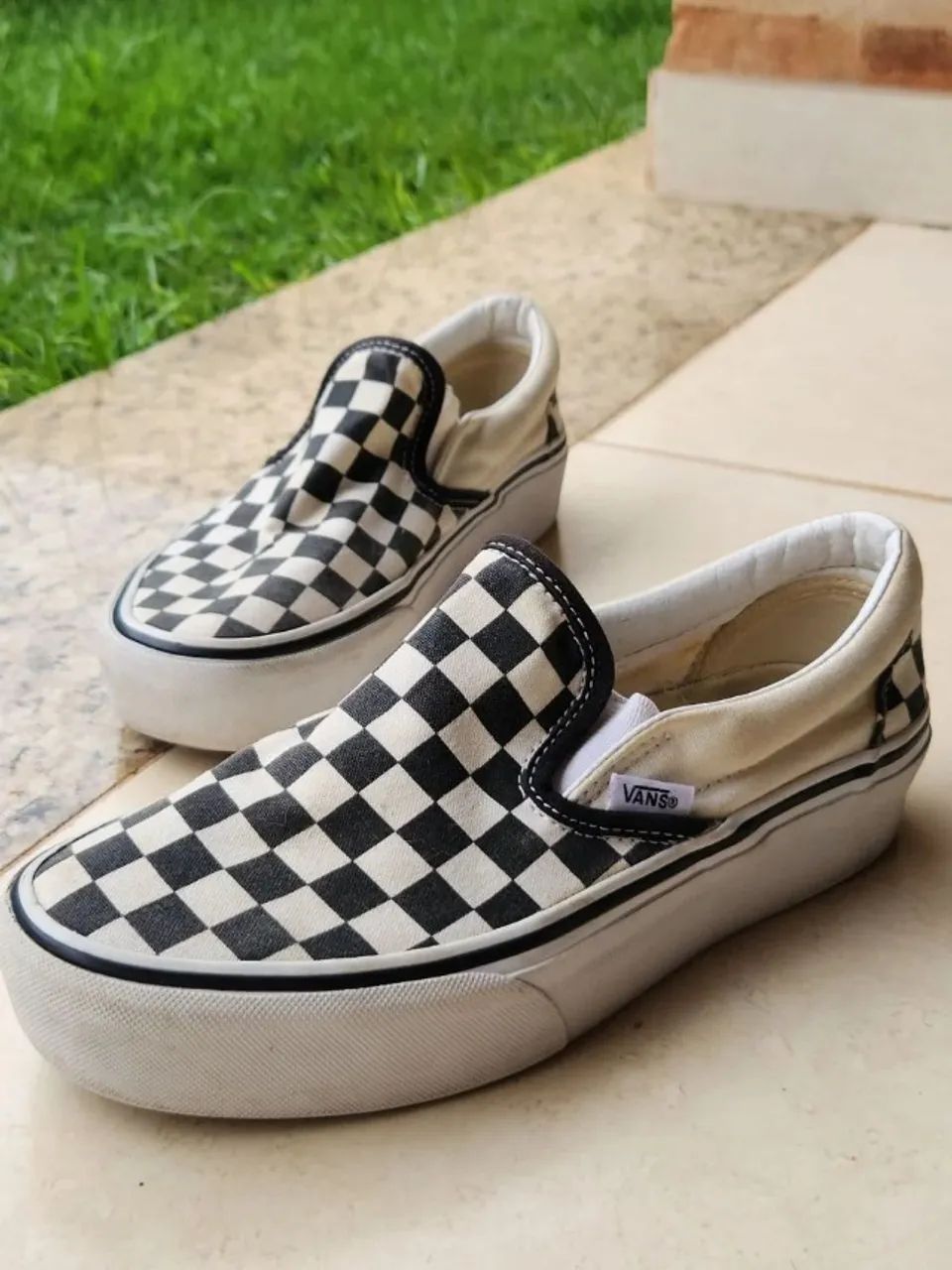 Vans Slip On Vans Preto E Branco Quadriculado Tênis Vans Slip On