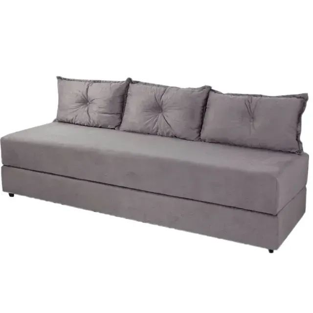 Sofá Cama Sofanete Multiuso c/ 3 Almofadas Sued Cinza - Entrega Rápida! 