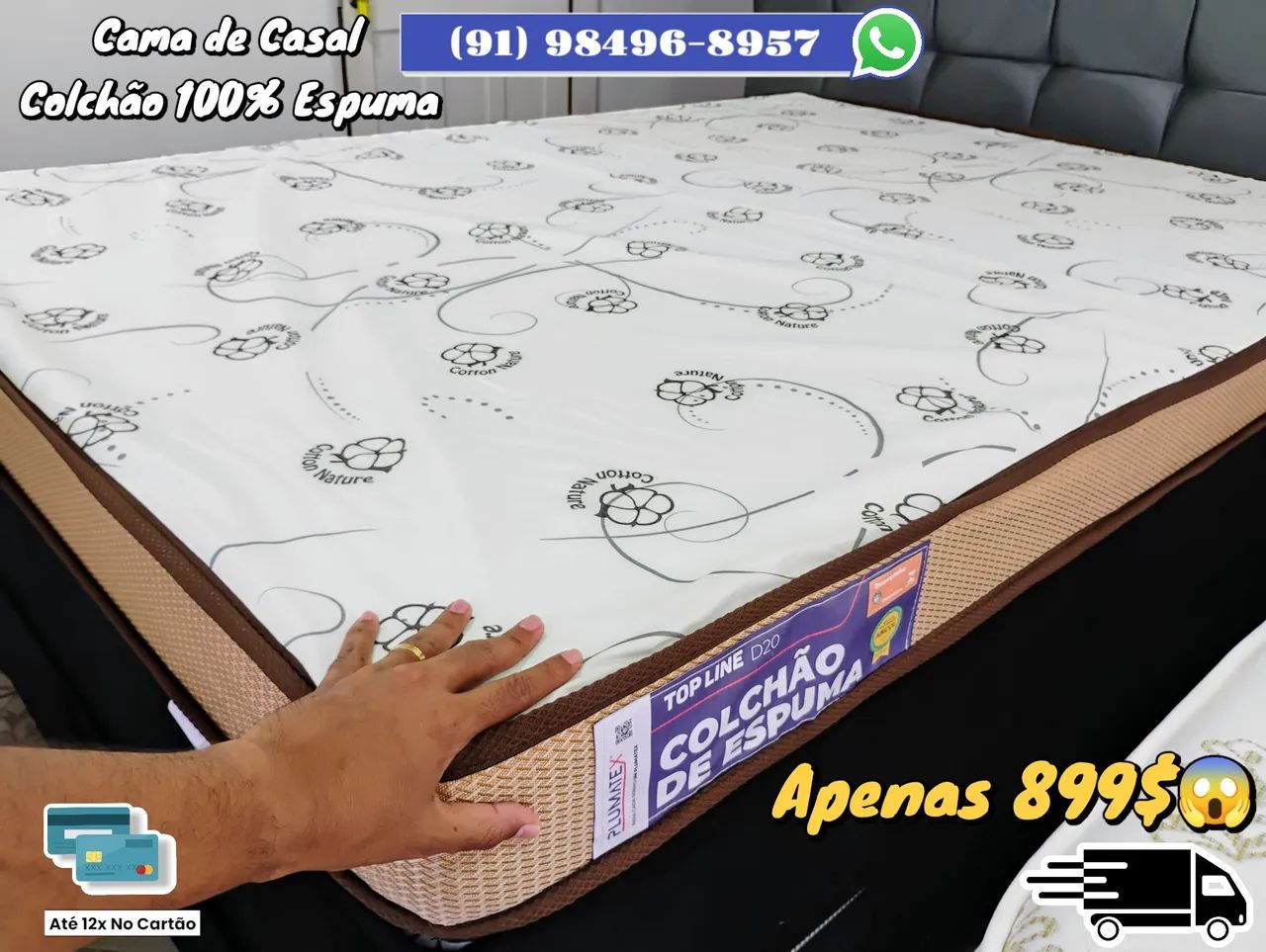 Cama de Casal com Colchão 100% Espuma - Apenas 899$