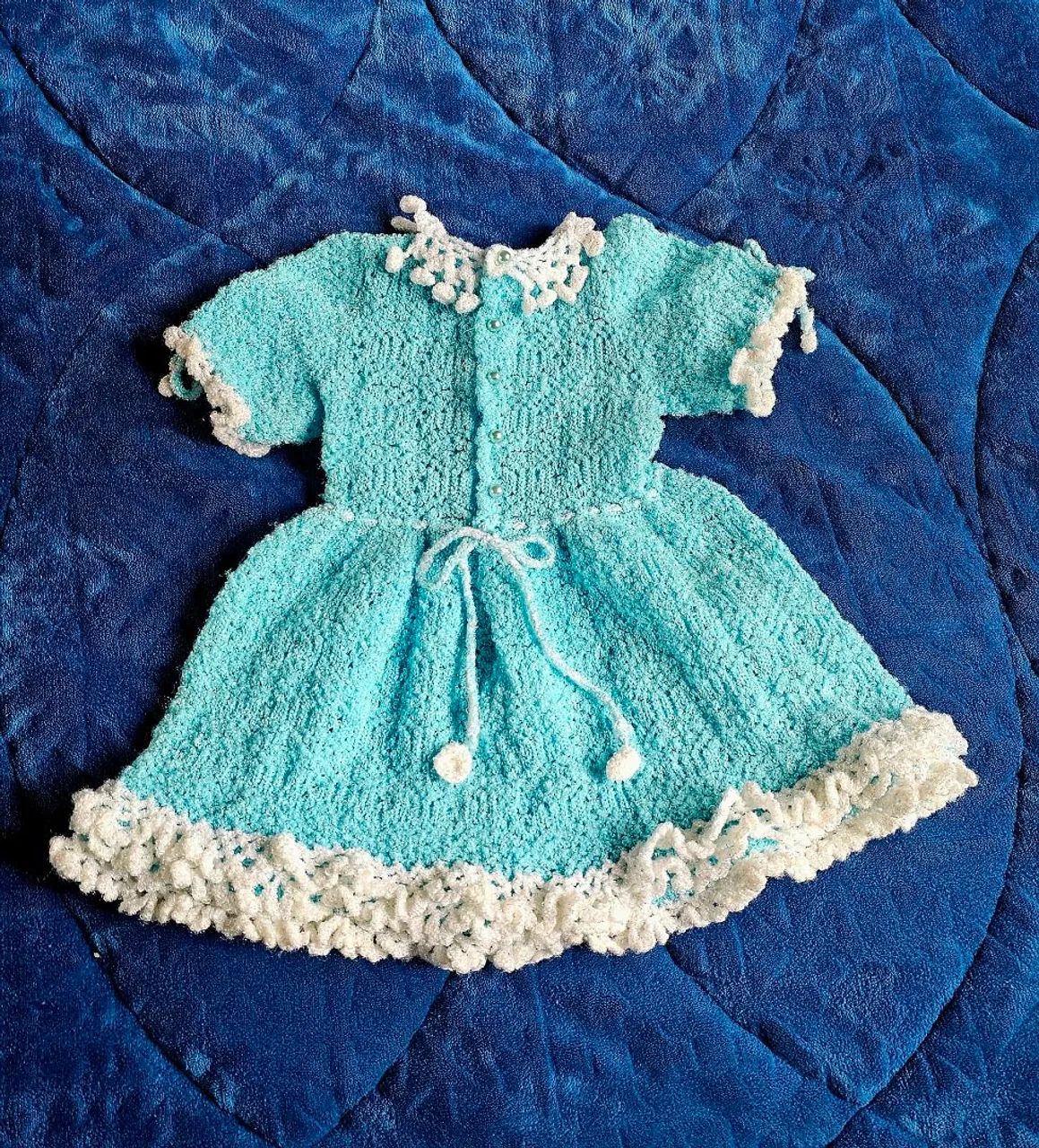 Vestido azul de crochê 1 ano - Foto 2