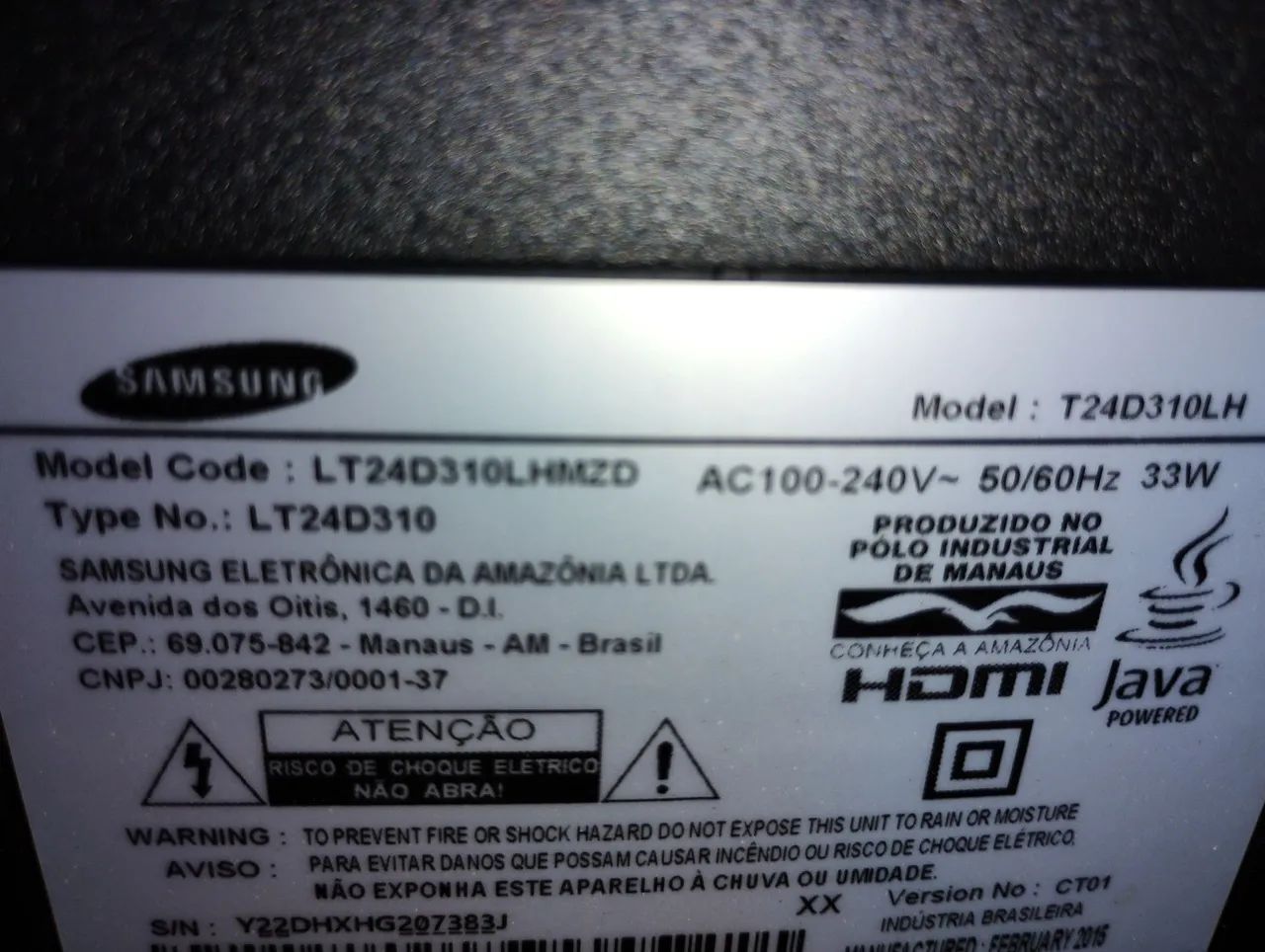 TV LED Samsung 24 Polegadas Modelo LT24D310 Tela trincada ligando  - Foto 2