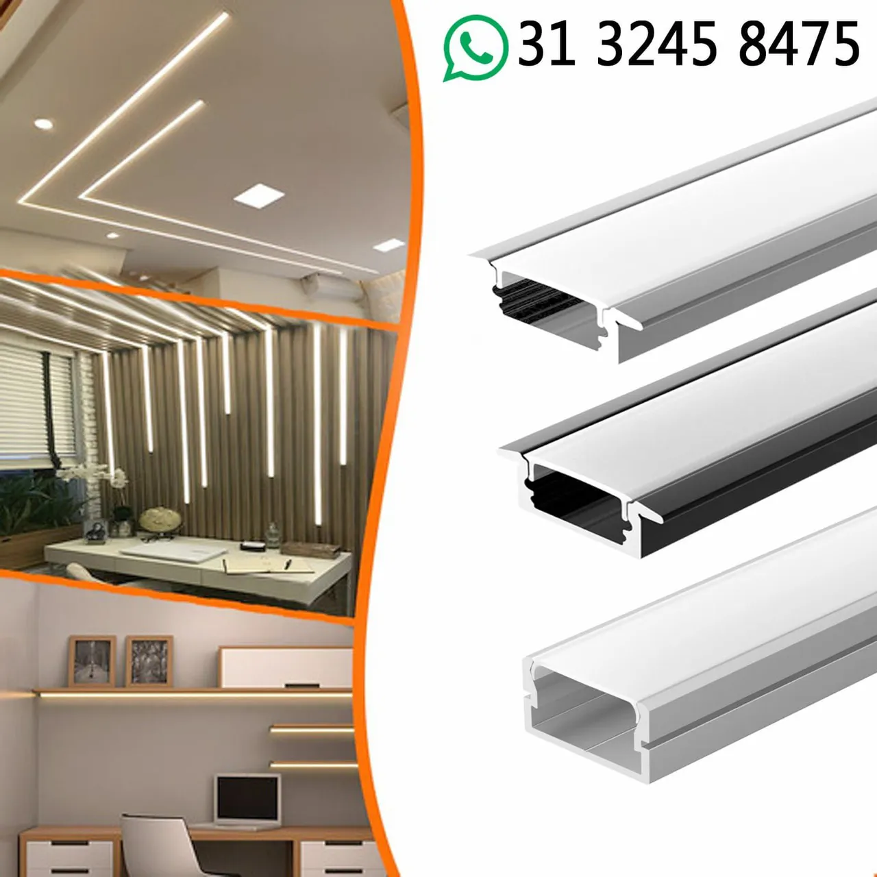 Perfil LED Iluminação Moderna Gesso Teto parede Móveis Planejados