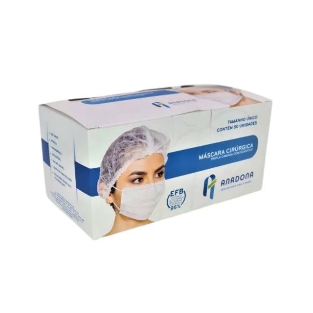 Máscara Cirúrgica branca | Máscara descartável com 50 unidades Com clip nasal - Foto 2