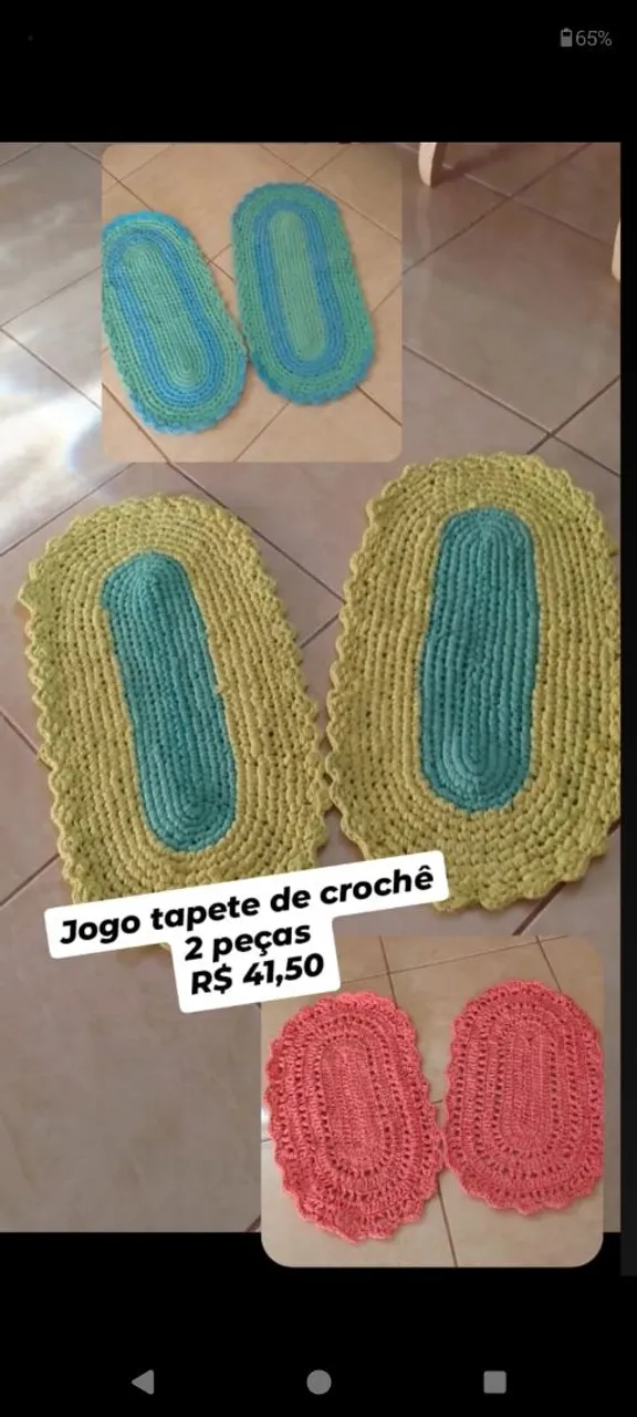 Jogo de tapete de crochê