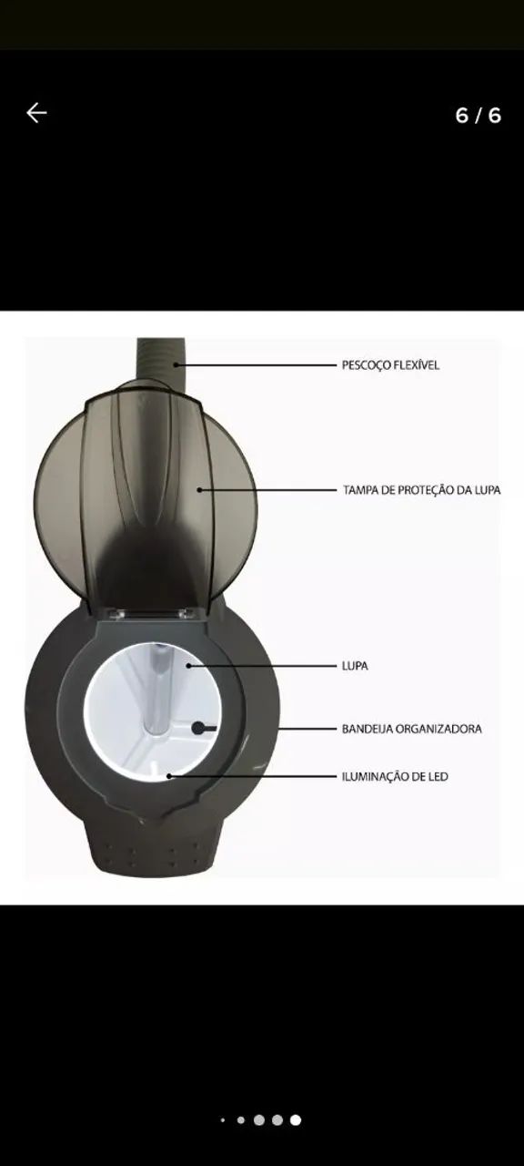  Luminaria Lupa de pé com peso com luz LED para maquiagem e estética - Foto 5