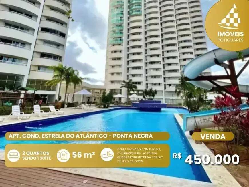 Apartamento à venda, 2 quartos, 1 suíte, 2 vagas, Ponta Negra - Natal/RN
