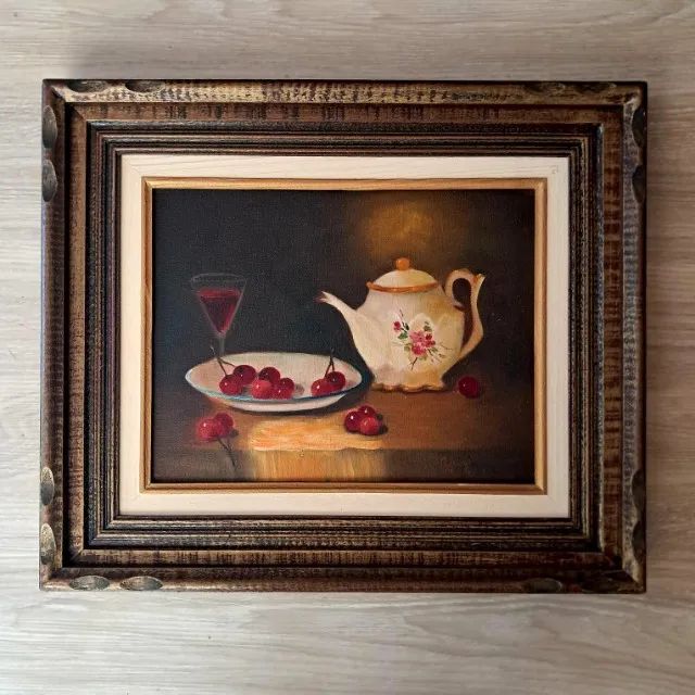 Quadro Decorativo Óleo Sobre Tela - Cerejas - Foto 2