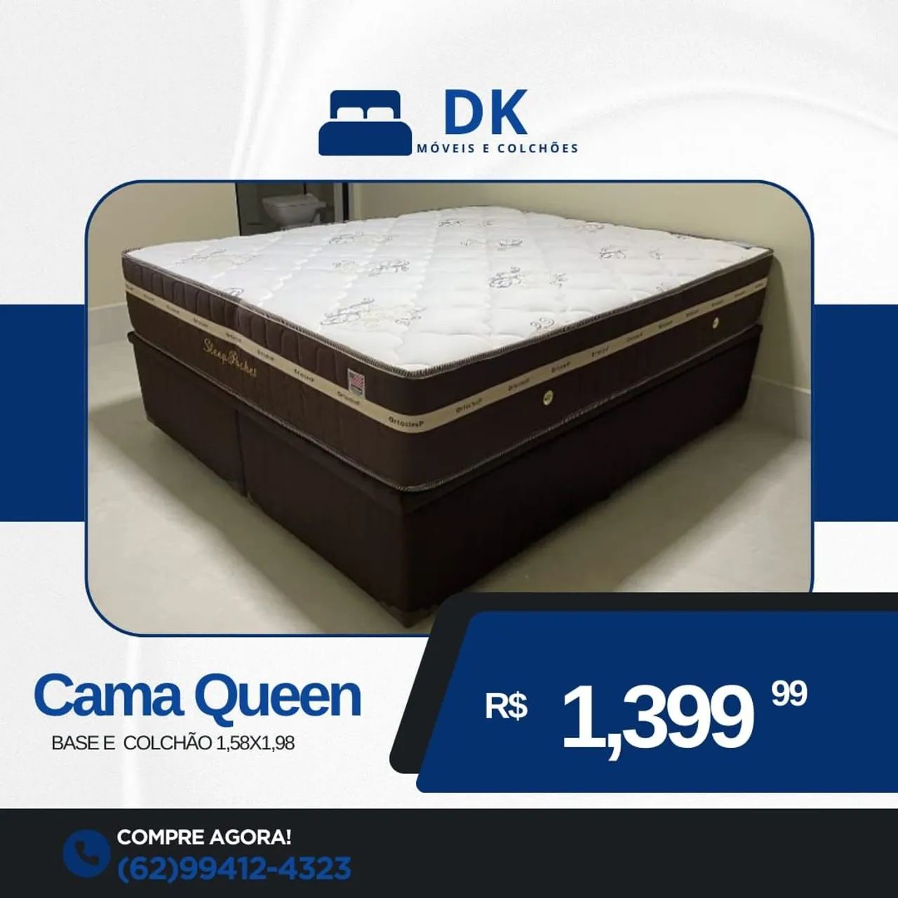 Cama Queen com Colchão 1,58x1,98 - Conforto e Qualidade